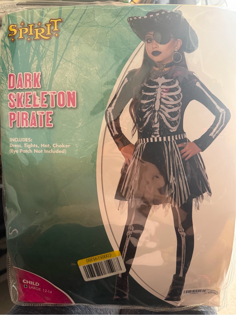 MOVING SALE Spirit Halloween Dark Skeleton Pirate Costume – Child Large (12–14)